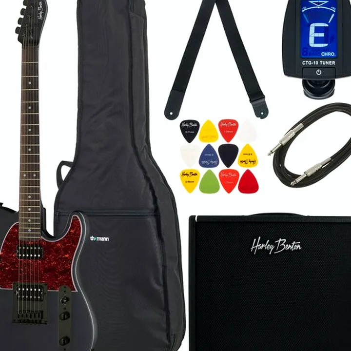 Guitare électrique Harley Benton TE-20 HH SBK DNAFX AmP20 S