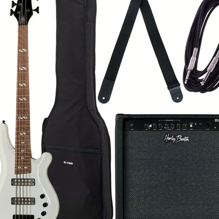 Basse électrique Harley Benton B-550 White Progressive Set 2