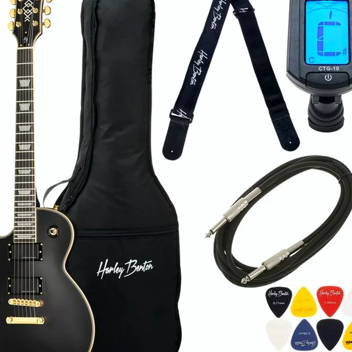 Guitare électrique Harley Benton SC-1000LH SBK Progressi Bundle